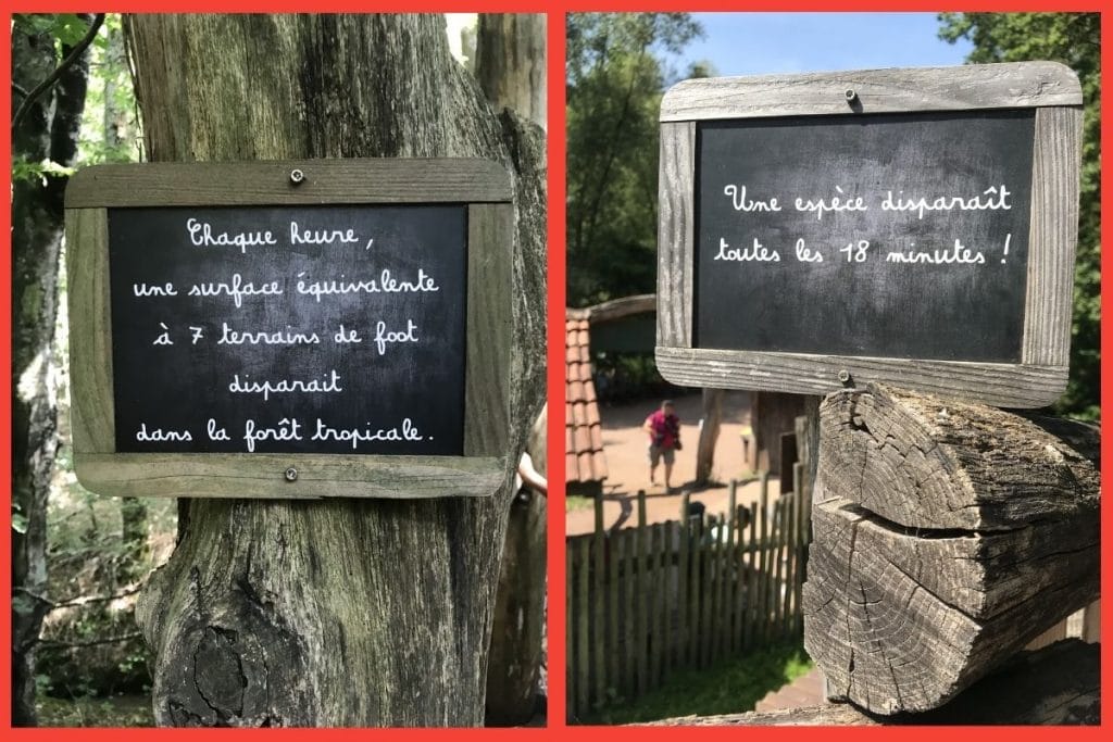 Pancarte de sensibilisation au Parc animalier de Sainte-Croix