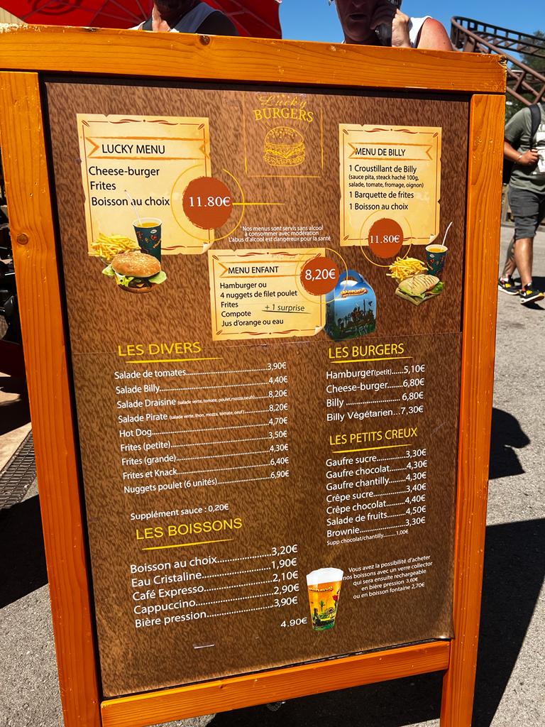 Carte du restaurant Lucky Burgers à Fraispertuis
